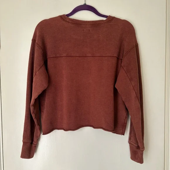 Aerie Distressed Burnt Orange Sweatshirt Top - Picture 3 of 4